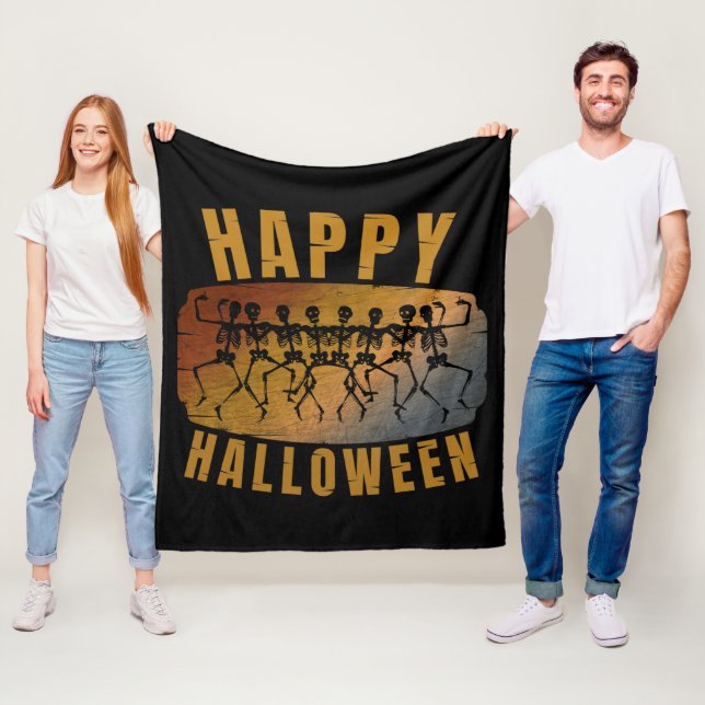 HAPPY HALLOWEEN DANCING SKELETON FLEECEDECKE (Beispiel)