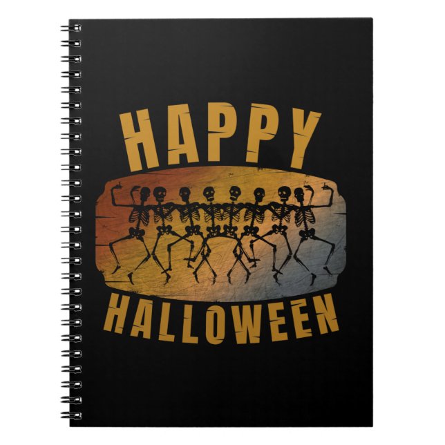 HAPPY HALLOWEEN DANCING SKELETON NOTIZBLOCK (Vorderseite)