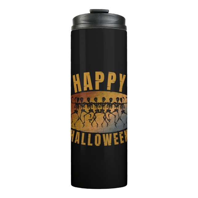 HAPPY HALLOWEEN DANCING SKELETON THERMOSBECHER (Vorderseite)