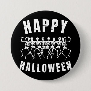 HAPPY HALLOWEEN DANCING SKELETONS BUTTON