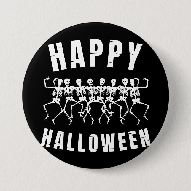 HAPPY HALLOWEEN DANCING SKELETONS BUTTON (Vorderseite)