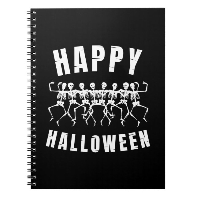 HAPPY HALLOWEEN DANCING SKELETONS NOTIZBLOCK (Vorderseite)
