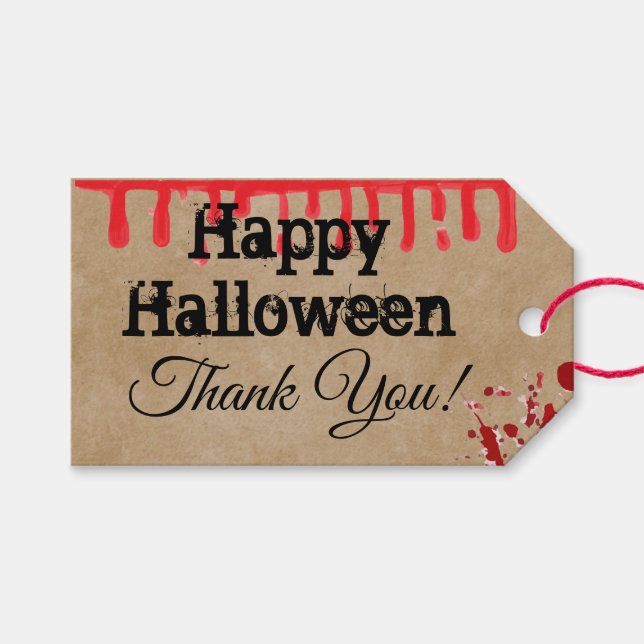 Happy Halloween Danke, Geschenk Tag Geschenkanhänger (Vorderseite (Horizontal))