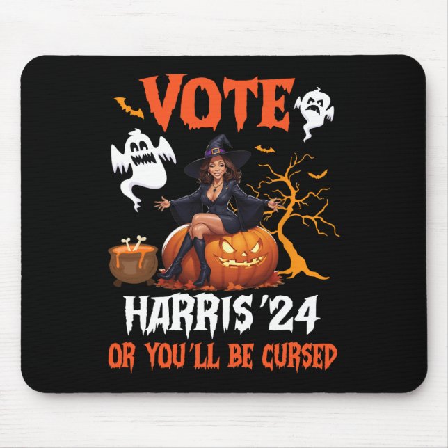 Happy Halloween Day Vote Harris 2024 oder Sie werd Mousepad (Vorne)