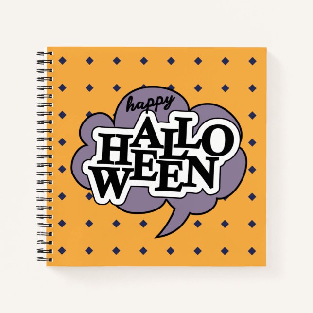 Happy halloween, dessin animé de chat noir Carnet  (Devant)