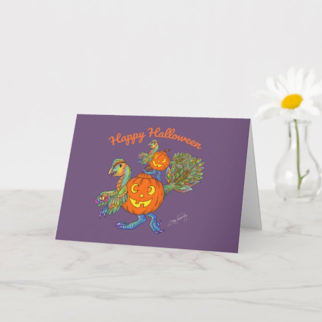 Happy Halloween Dinosaur Card Karte (Kleine Pflanze)