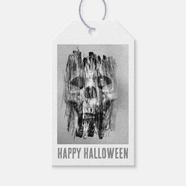 Happy Halloween. Distressed skull Geschenkanhänger (Vorderseite)