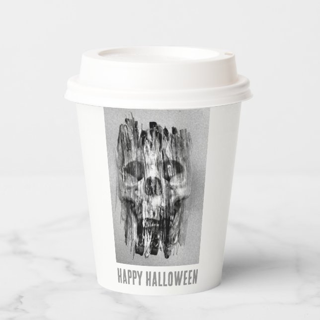 Happy Halloween. Distressed skull Pappbecher (Vorderseite)