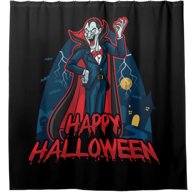 Happy Halloween Dracula Duschvorhang (Vorderseite)
