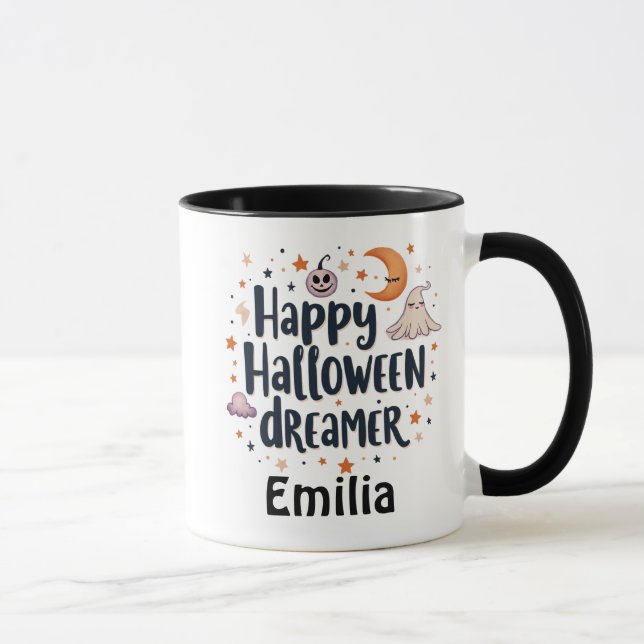 Happy Halloween Dreamer Individuelle Name Kaffeema Tasse (Rechts)