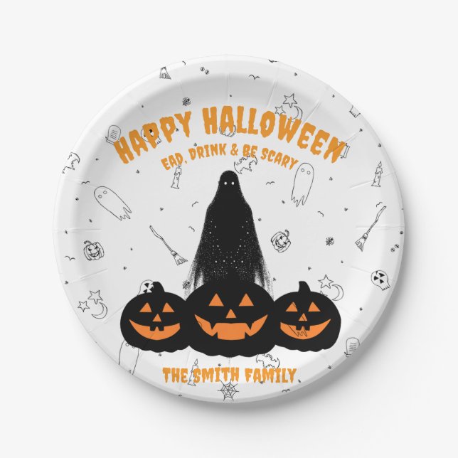 Happy Halloween "Drink, essen, und Beängstigend se Pappteller (Vorderseite)