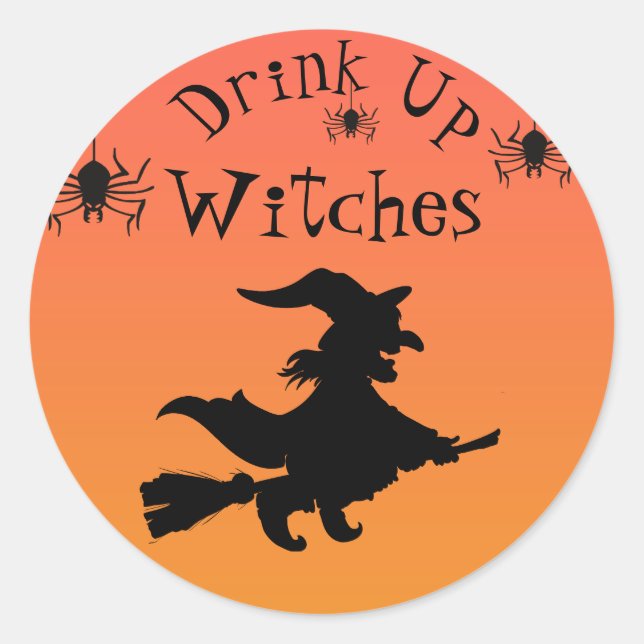 Happy Halloween Drink Up Hexen Runder Aufkleber (Vorderseite)