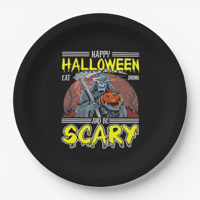 Happy Halloween Eat Drink And Be Scary Cool  Pappteller (Vorderseite)