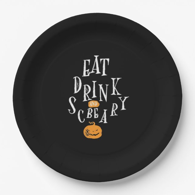 Happy Halloween Eat Drink And Be Scary Trendy Pappteller (Vorderseite)