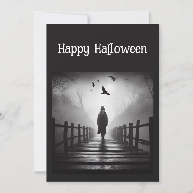 Happy Halloween Edgar Allan Poe Raven Gedicht Karte (Vorderseite)
