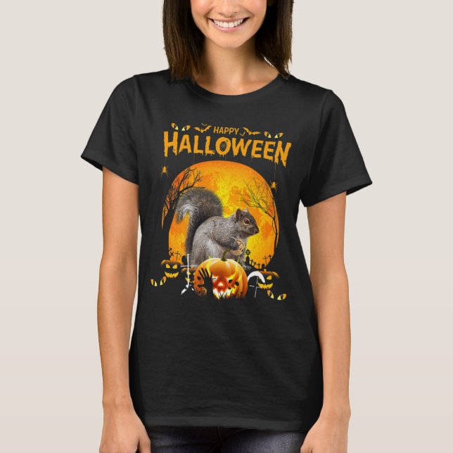 Happy Halloween Eichhörnchen Pumpkin Kostüme T-Shirt (Vorderseite)