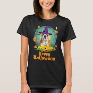 Happy Halloween English Bulldog Dog Pumpkin Hexe T-Shirt