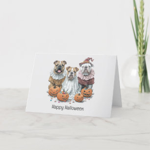 Happy Halloween English Bulldogs Pumpkin Feiertagskarte