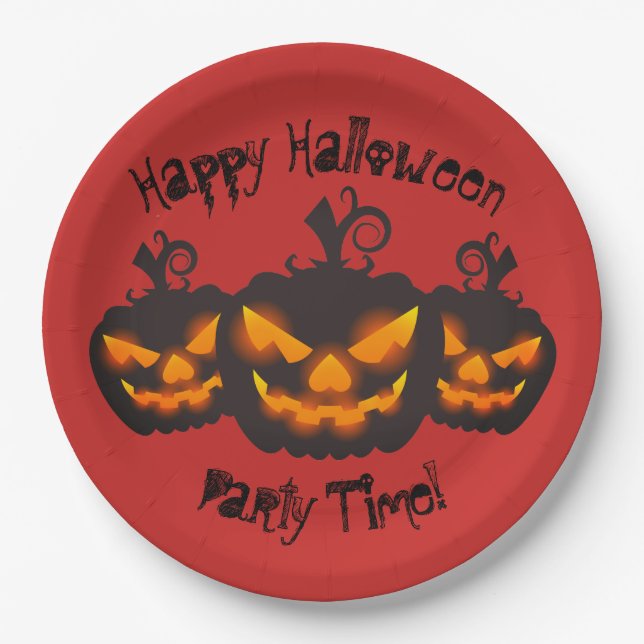 Happy Halloween Evil Pumpkins Paper Plate Pappteller (Vorderseite)