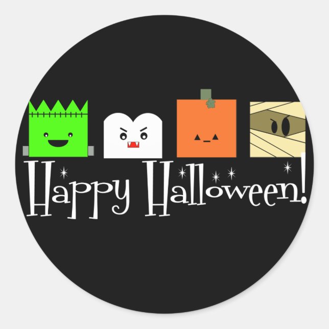 Happy Halloween Faces Runder Aufkleber (Vorderseite)