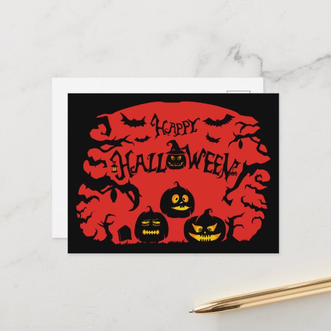 Happy Halloween Feiertagspostkarte (Vorderseite/Rückseite Beispiel)