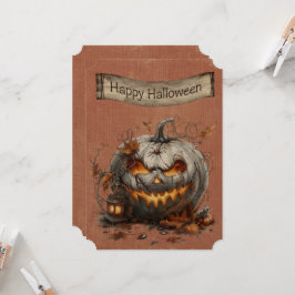 Happy Halloween Fiery White Pumpkin