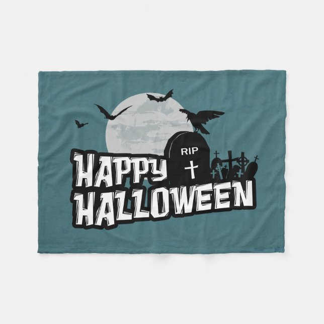 Happy Halloween Fleecedecke (Vorderseite (Horizontal))