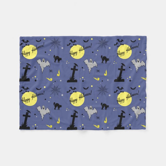 Happy Halloween Fleecedecke (Vorderseite (Horizontal))