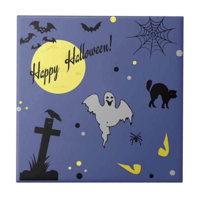 Happy Halloween Fliese (Vorderseite)
