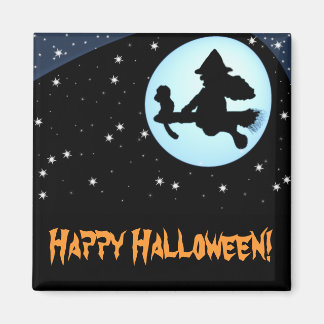 Happy Halloween Flying Hexe und Monkey Magnet