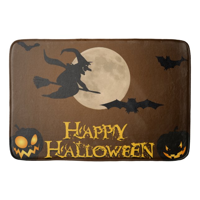 "HAPPY HALLOWEEN" FLYING WITCH BADEMATTE (Vorderseite)