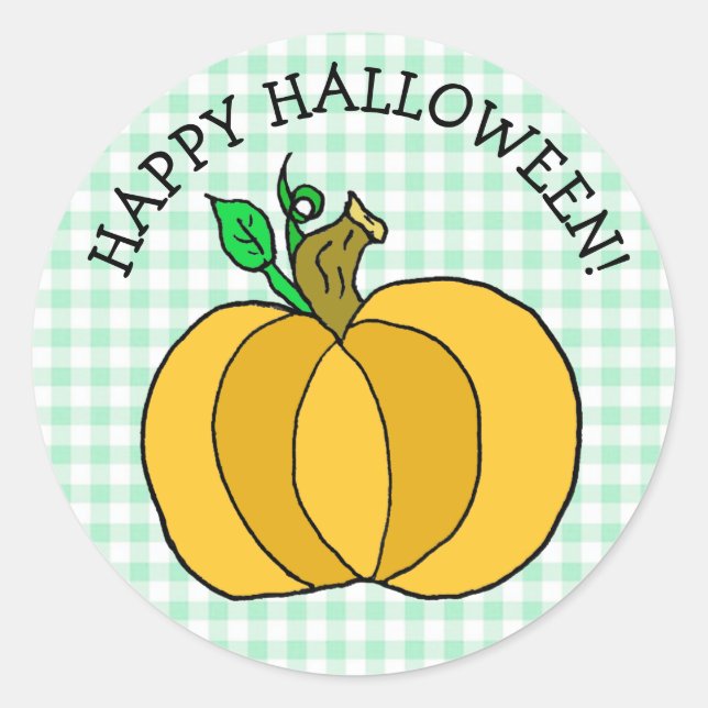 Happy Halloween Folk Art Country Pumpkin Runder Aufkleber (Vorderseite)