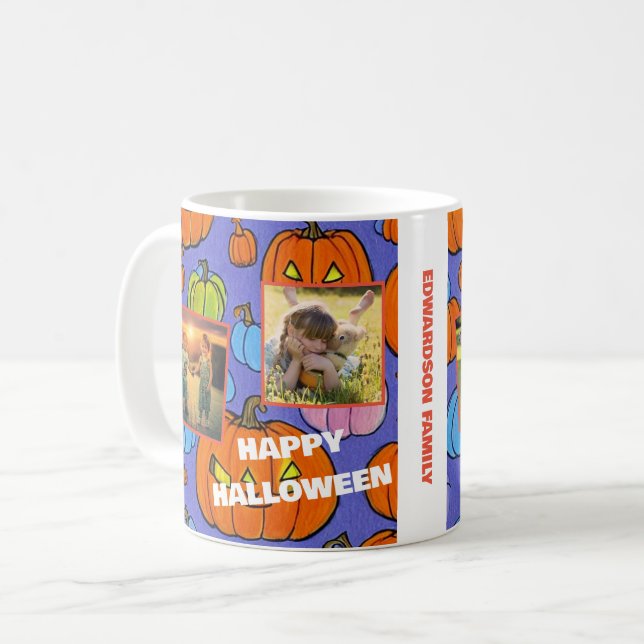 Happy halloween Foto Collage mit Monogramm Kaffeetasse (Vorderseite Links)