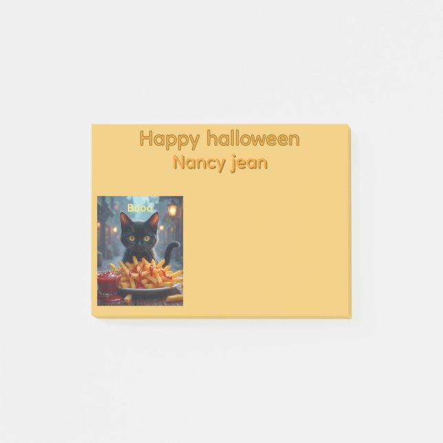 Happy halloween franz. Pommes frites and catsup Post-it Klebezettel (Vorderseite)