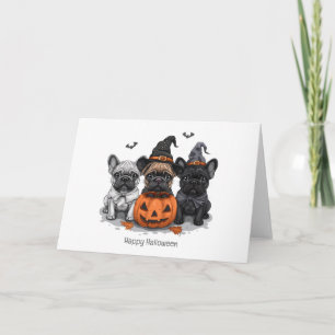 Happy Halloween French Bulldogs Karte