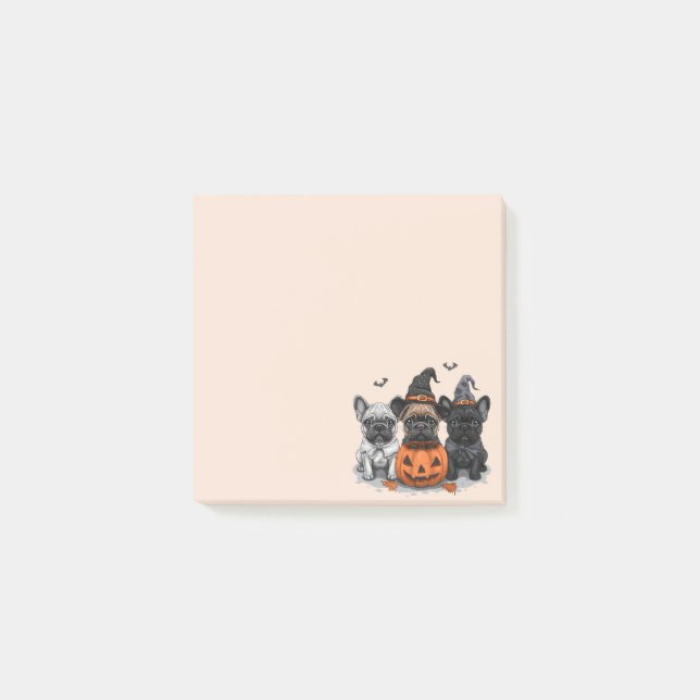 Happy Halloween French Bulldogs Post-it Klebezettel (Vorderseite)