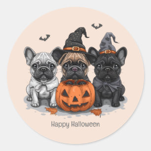 Happy Halloween French Bulldogs Runder Aufkleber