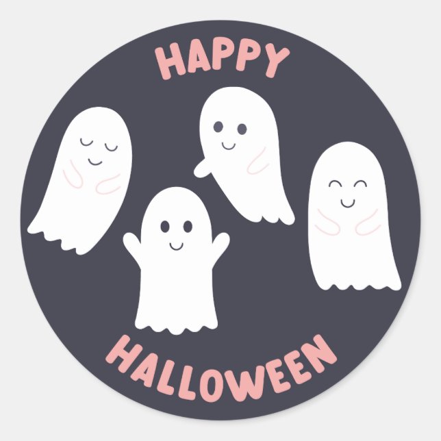Happy Halloween Friendly Ghosts Runder Aufkleber (Vorderseite)