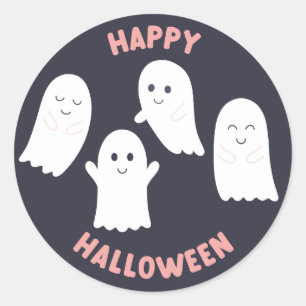 Happy Halloween Friendly Ghosts Runder Aufkleber