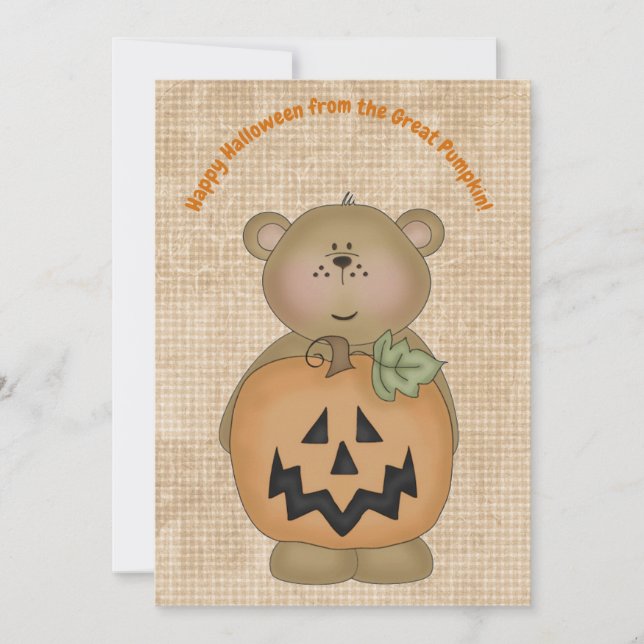 Happy Halloween from Great Pumpkin Teddy Bärenkart Karte (Vorderseite)