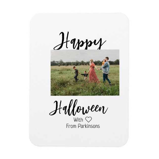 Happy Halloween fügen Familienname Foto schwarz Magnet (Vertikal)