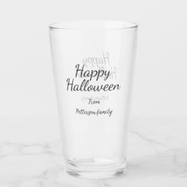 Happy Halloween fügen Familiennamen Kalligraphie m Glas