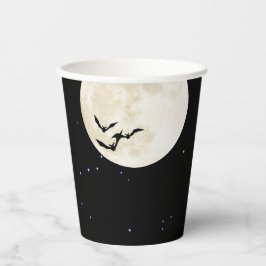 Happy Halloween Full Moon Bats Pappbecher