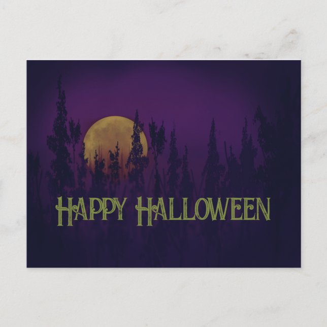 Happy Halloween Full Moon Einladungspostkarte (Vorderseite)