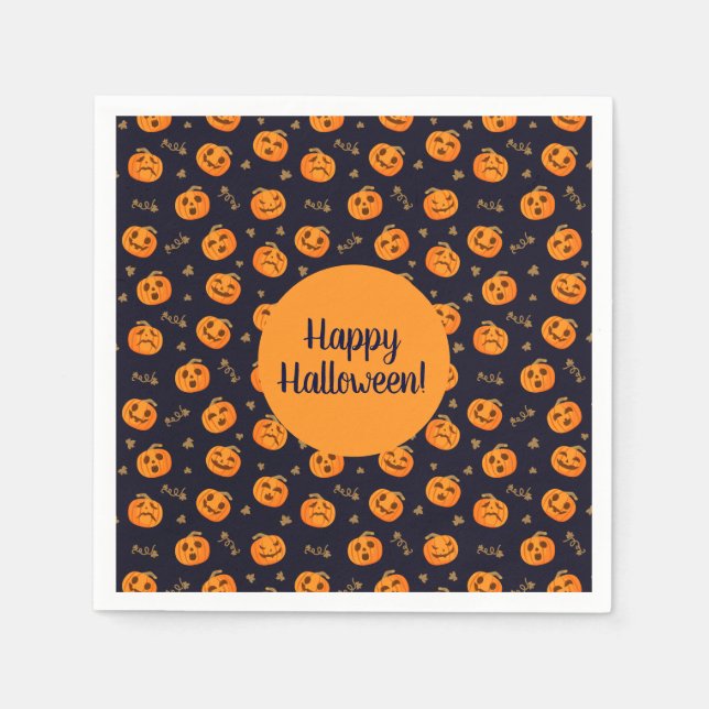 Happy Halloween Funny Niedlich Pumpkins Muster Serviette (Vorderseite)