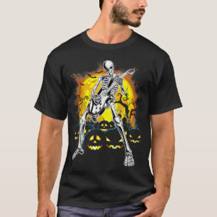 Happy Halloween Funny Skeleton Playing Gitarrenpum T-Shirt