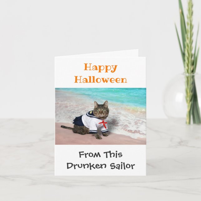 Happy Halloween Funny Spaß Niedlich Cat Kostüm Fot Karte (Vorderseite)