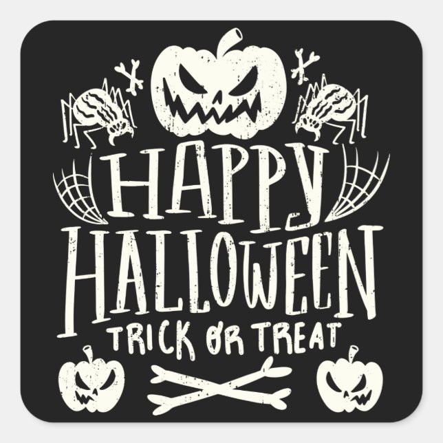 Happy Halloween, Funny Spooky Season Quadratischer Aufkleber (Vorderseite)