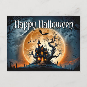 Happy Halloween furchtbares Spuk Haus Postkarte