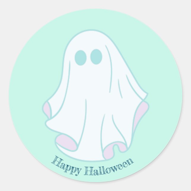 Happy Halloween-Geist Runder Aufkleber (Vorderseite)